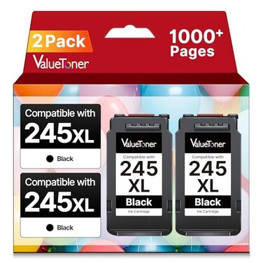 Valuetoner 245XL Ink Cartridge Replacement for Canon 245XL Black Ink Combo Pack PG245XL 245 XL for PIXMA TR4520 MX492 TS3122 MX490 MG3022 MG2522 MG2920 MG2420 MG2520 MG2922 MG2924 Printer 2 Black
