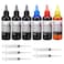 AYMSous 6Pack Universal Dye Ink Refill Kit for All HP Canon Epsn Brother Printers Compatible Cartridges Refillable Cartridge CISS CIS System with 6 Syringes6x100ML 3BK 1C 1M 1Y