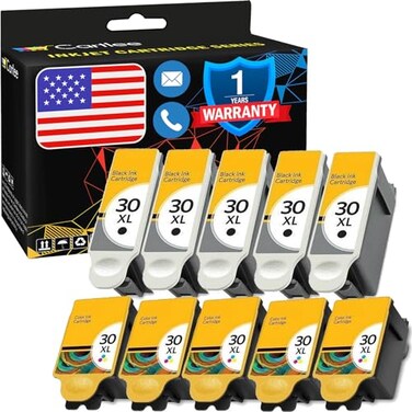 Cartlee Compatible Ink Cartridges Replacement for Kodak 30xl for Kodak Hero 31 Hero 51 ESP 32 ESP C110 C310 C315 Office 2150 Office 2170 10 Pack