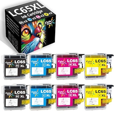 ColorPrint Compatible LC65XL Ink Cartridge Replacement for Brother LC65 Ink LC65CL for MFCJ615W MFC290C MFC5490CN MFC790CW MFCJ630W MFC490CW MFC5890CN MFC5895CW Printer 2B2C2M2Y 8Pack