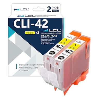LCL Compatible Ink Cartridge Replacement for Canon CLI42 CLI42 Y CLI42Y Pro100 Pro100S 2Pack Yellow