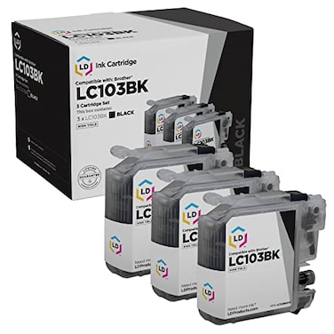 LD Products Compatible Ink Cartridge Replacement for Brother LC103 LC103BK High Yield Black 3Pack for MFCJ4510DW J245 J285DW J450DW J470DW J475DW J650DW J6720DW J6920DW J870DW J875DW DCPJ152W