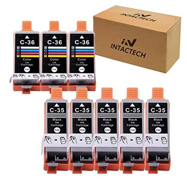 IN INTACTECH PGI35 PGI36 Ink Cartridges Replacement for Canon PIXMA TR150 TR152 TR160 iP110 iP100 mini260 mini320 8 Pack 5 Black 3 TriColor