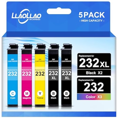 LLAOLLAO Remanufactured for 232xl Ink Cartridges Combo Pack Replacement for Epson 232 Ink Cartridge T232 XL for Expression Home XP4200 XP4205 Workforce WF2930 WF2950 Printer 2 Black Cyan Magenta Yello