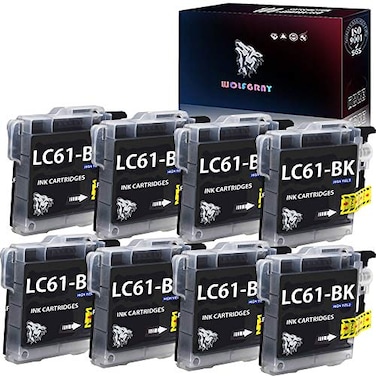 WOLFGRAY TONER Wolfgray 8PK LC61BK Ink Cartridges Replacement for Brother LC61 LC65 LC61BK to use with MFC290C MFC295CN MFCJ410W MFCJ415W 8 Black