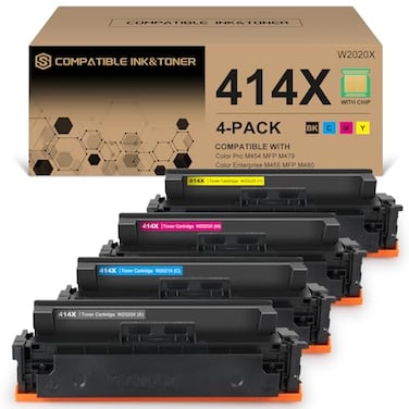 S SMARTOMNI 414X High Yield Toner Cartridges 4 Pack with Chip Works with Color Pro MFP M479fdw M479fdn M454dw M454dn M479dw M455dn M479 M454 Enterprise M455dn M480f Printer W2020X W2021X W2022X W2023X