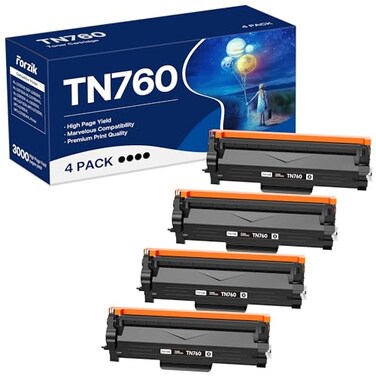 Forzik Compatible Toner Cartridge Replacement for Brother TN760 TN760 TN730 TN730 High Yield Compatible with DCPL2550DW HLL2350DW MFCL2710DW Printer 4 Black