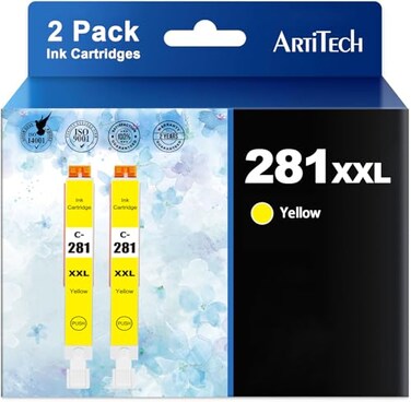 ARTITECH Replacement for Canon CLI281 CLI281 XXL Yellow Compatible Ink Cartridges Use for PIXMA TS9120 TR7520 TR8520 TS6120 TS6220 TS8120 TS8220 TS9520 TS6320 TS9521C Printer 2 Pack CLI281 Y