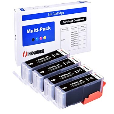 INK4WORK 4 Pack PGI250XL PGI250 XL Compatible Ink Cartridge Replacement for Canon Pixma IP7220 MG5420 MG6320 MX722 MX922 Big Black