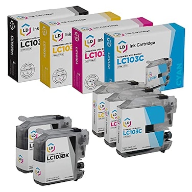 LD Compatible Ink Cartridge Replacement for Brother LC103 High Yield 2 Black 1 Cyan 1 Magenta 1 Yellow 5Pack