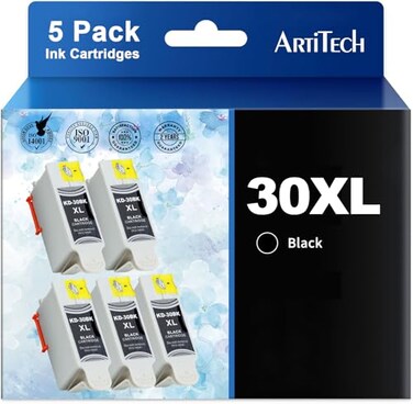 ARTITECH Replacement for Kodak 30XL Series Black Compatible Ink Cartridges 5 Pack Black Ink Use for Kodak ESP 32 C110 C310 C315 Office 2150 Office 2170 Hero 31 Hero 51 Series Printers