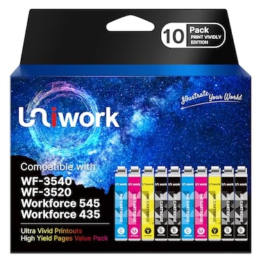 Uniwork Remanufactured Ink Cartridge Replacement for Epson 126 Ink Cartridges Combo Pack Use for Workforce 545 845 645 635 520 WF3540 WF3520 WF3530 WF7010 WF7510 Printer 10Pack 4B2C2M2Y