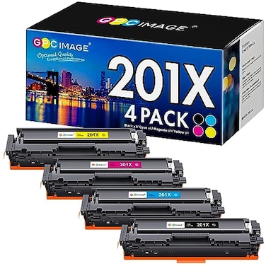 GPC Image Compatible Toner Cartridge Replacement for HP 201X CF400X 201A CF401X CF402X CF403X CF400A Compatible with LaserJet Pro MFP M277dw Toner M252dw M277n M252n MFP M277c6 Printer Tray4Pack