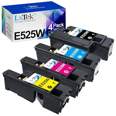 LxTek Remanufactured Toner Cartridge Replacement for Dell E525W E525 to use with E525W Color Laser Printer 4 Pack 593BBJX 593BBJU 593BBJV 593BBJW