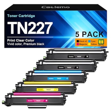 Caclemo TN227 TN223 TN227BKCMY High Yield Compatible Toner Cartridge Replacement for Brother TN227 TN223 TN 227 Compatible with MFCL3770CDW MFCL3750CDW MFCL3710CDW HLL3270CDW Printer 5 Pack