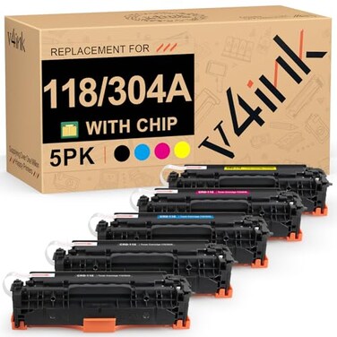 v4ink 5PK Remanufactured Toner Cartridge Replacement for Canon 118 HP 304A CC530A Toner for Canon ImageClass MF726Cdw MF8350CDN MF8580Cdw MF8380Cdw LBP7660Cdn Printer 2 Black 1 Cyan 1 Magenta 1 Yellow