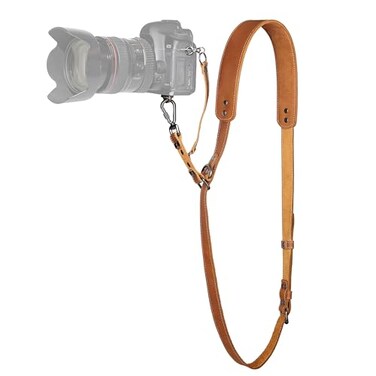 Padwa Lifestyle Tan Single Camera Harness Strap for One Camera Professional Single Full Grain Leather Camera HarnessQuick Release Gear DSLR Camera Straps for Photographers