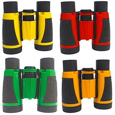 Cagemoga 4 Pieces Kids Binoculars Set Compact Binoculars for Kids Adults Mini Pocket Lightweight Binocular for Bird Watching Outdoor Hiking Travel