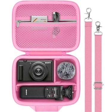 Baval for Sony ZV1FZV1ZV1 II Vlog Digital Camera Hard Carrying CaseCompatible with TripodGPVPT2BTMicrophone and Camera AccrssoryPink Case