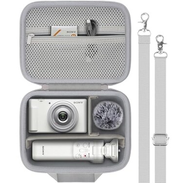 Baval for Sony ZV1FZV1ZV1 II Vlog Digital Camera Hard Carrying CaseCompatible with TripodGPVPT2BTMicrophone and Camera AccrssoryWhite Case