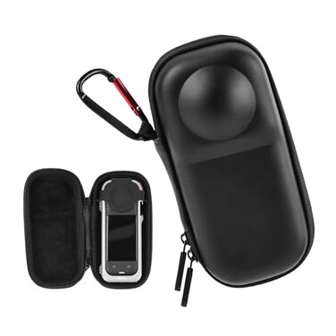 BRDRC Portable Small Case for Insta360 X5 X4 for Cage and Lens Cap Carrying Storage Bag Protective Cover Hard Shell Travel Protector with Wrist Strap Carabiner for Insta 360 X5 X4 Accessories