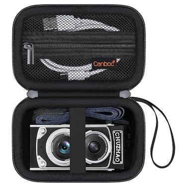 Canboc Carrying Case for CHUZHAO Vintage Mini Digital Camera Portable TLR Style Retro Camera Bag Mesh Pocket fits USB Cable SD Card Black Case Only