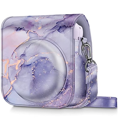FINTIE Fintie Protective Case for Fujifilm Instax Mini 12 Instant Camera Premium Vegan Leather Bag Cover with Removable Adjustable Strap Lilac Marble
