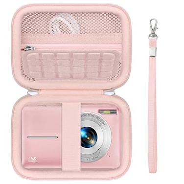 Supmay Camera Case for KODAK PIXPRO FZ45 FZ55 for CAMKORYfor Lecnippyfor Lecran Digital Camera 4K Vlogging Camera Storage Holder Mesh Pocket Suitable for Battery USB Cable SD Card Pink