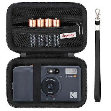 Supmay Carrying Case for KODAK Snapic A1 35mm Film Camera 35mm Film Camera Protective Storage Case with Zipper Mesh Pocket Battery Film USB Cable Black