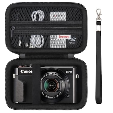 Supmay Hard Carrying Case for Canon PowerShot G7X Mark IIIMark IISX740 HSSX730 HS Sony ZV1FRX100 Ricoh GR III Compact 4K Vlogging Small Cameras with Mesh Pocket for Battery USB Cable Black
