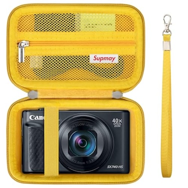 Supmay Hard Carrying Case for Canon PowerShot SX740 HS SX730 HS SX720 HS SX620 HS G7 X Mark III G7 X Mark II Digital Camera Storage Holder Travel Bag with Mesh Pocket for Battery Pack Yellow