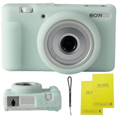 SZHSYJY Camera Case for Sony ZV1F ZV1 IIZV1M2 Digital CameraZV1F Soft Silicone Protective BagAntiScratch Slim Fit Soft Sleeve With ZV1 F screen protector and strap wrist Light Green