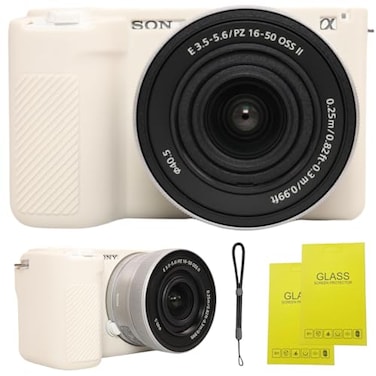 SZHSYJY Camera Case for Sony ZVE10 IIZVE10M2 Digital CameraZVE10 II Soft Silicone Protective BagAntiScratch Slim Fit Soft Sleeve with ZVE10 II Screen Protector and Strap Wrist Mist white