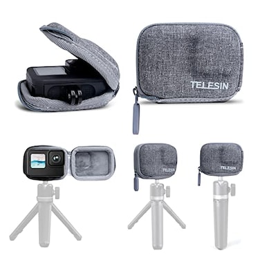 TELESIN Small Case for GoPro13 12 11 1 9 Lens Protector Mini Carry Carrying Bag with Half Open Zipper for Go Pro Hero 13 12 11 10 9 Insta360 Ace Pro Stick Pole Mount Mounting Accessories