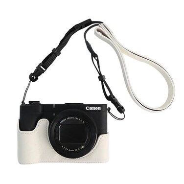 VOVMOEYA Camera Half Case for Canon PowerShot V1 case PU Leather Camera Case Kit with Shoulder Strap for Canon v1 Cover