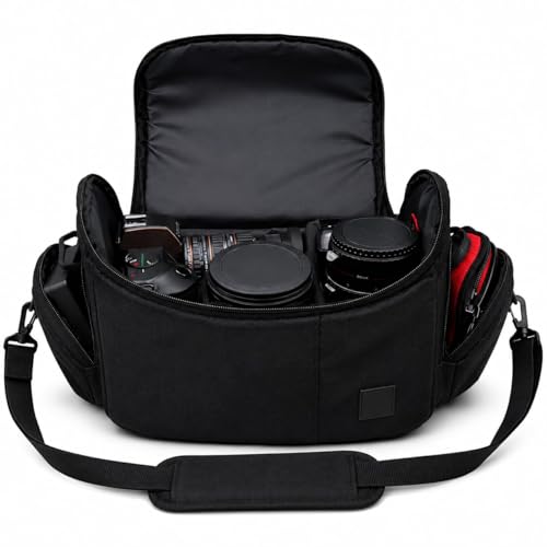 ecostconnection eCostConnection Large Padded Camera Bag with Shoulder Strap DSLR Mirrorless Camera Carrying Bag Lightweight Protective Crossbody Camera Bag
