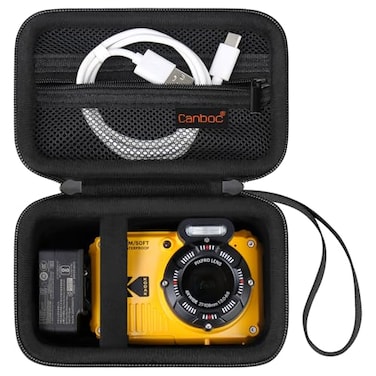 Canboc Carrying Case for Kodak PIXPRO WPZ2 Rugged Waterproof Digital Camera Underwater Photography Camera Bag Mesh Pocket fits USB Cable Battery Adapter Black Case Only