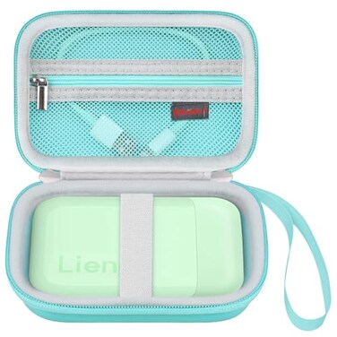 Elonbo Carrying Case for Liene 2x3 Photo Printer Portable Mini Color Instant Print Digital Camera Hard Travel Bag Smartphone Picture Printer Storage Holder Mesh Pocket Fits Photo Paper CableGreen