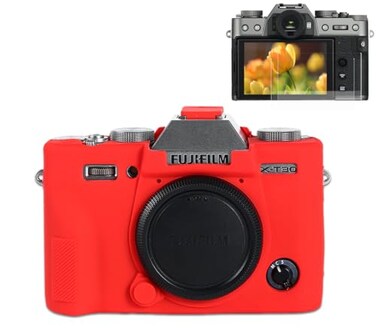 Pocoukate Case for Fuji XT30 XT30 II Camera Soft Silicone Protective Cover Skin with Screen Protector Accessories Red