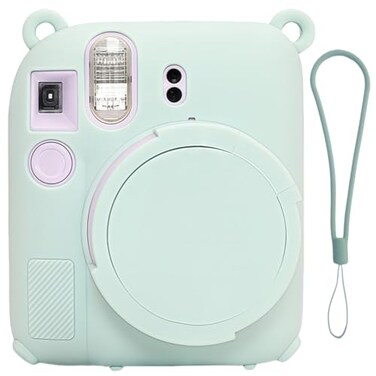 SZHSYJY Instant mini 12 Camera Protective Case Compatible with Instax Mini 12Mini 12 Camera Soft Case Cover Rubber Camera Sleeve with Removable Lens CoverIncludes a Wrist StrapMint Green