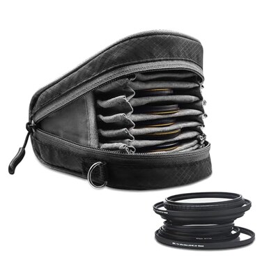 lightdow Lightdow Camera Filter Bag Detachable 8Slot Lens Carry Case with Belt Loop Pouch WaterResistant Dustproof Design for 37mm95mm Filters