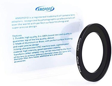 AMOPOFO 43 to 55mm 43mm to 55mm Step Up Ring Filter Adapter for UVNDCPLMetal Step Up Ring