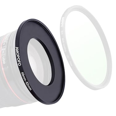 AMOPOFO 49mm to 82mm StepUp Ring Filter adapter49mm to 82mm Camera Filter Ring Compatible All Brands 49 mm Lens and 82 mm UVNDCPLMetal Step Up Ring