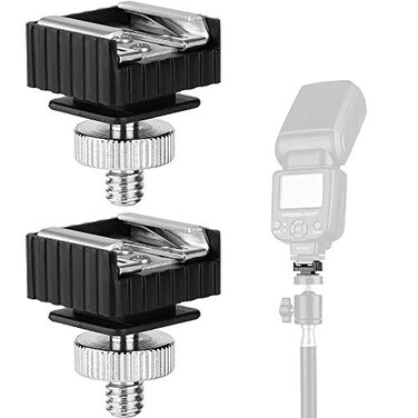 Anwenk 2Pack Flash Hot Shoe Mount Adapter to 14 Thread Hole with 1420 Male to 1420 Male Tripod Screw Adapter for Flash Holder Bracket Light Stands Umbrella Holder Flash BracketStrong Solid Update