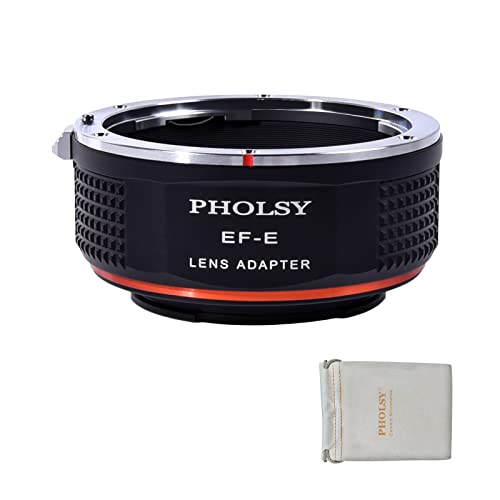 pholsy PHOLSY Manual Focus Lens Adapter Compatible with Canon EOS EF Lens to E Mount Camera Sony