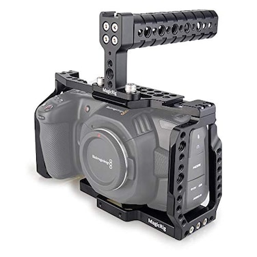 MAGICRIG BMPCC 4K BMPCC 6K Cage with Top Handle for Blackmagic Pocket Cinema Camera BMPCC 4K 6K to Mount Microphone Monitor LED Light