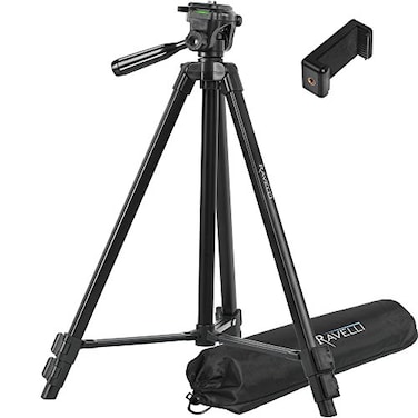 Ravelli APLT3 53 Light Weight Aluminum Tripod with Carrying Bag and Universal Smartphone Mount Adapter