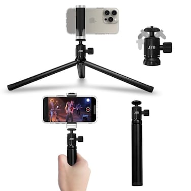 Just Mobile ShutterGrip Mini Tripod Premium Aluminum Alloy Ball Head Mount Standard 14 Screw Desktop Tabletop Stand Tripod Fits All Cameras Black