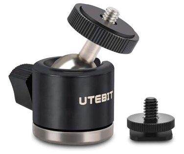 UTEBIT 20mm Mini Ball Head Tripod Head Mount with 14 hot Shoe Black