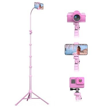 UBeesize 88 Flexible Phone Tripod with 1495 Gooseneck Remote and Phone Holder Overhead Cell Phone StandSelfie Stick for Video Recording Compatible with iPhone Android Phone Camera Pink